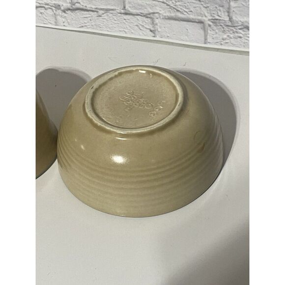 Pfaltzgraff Folk Art Stoneware Bowl Tan Blue Floral Primitive Country 6.25” - Picture 10 of 15